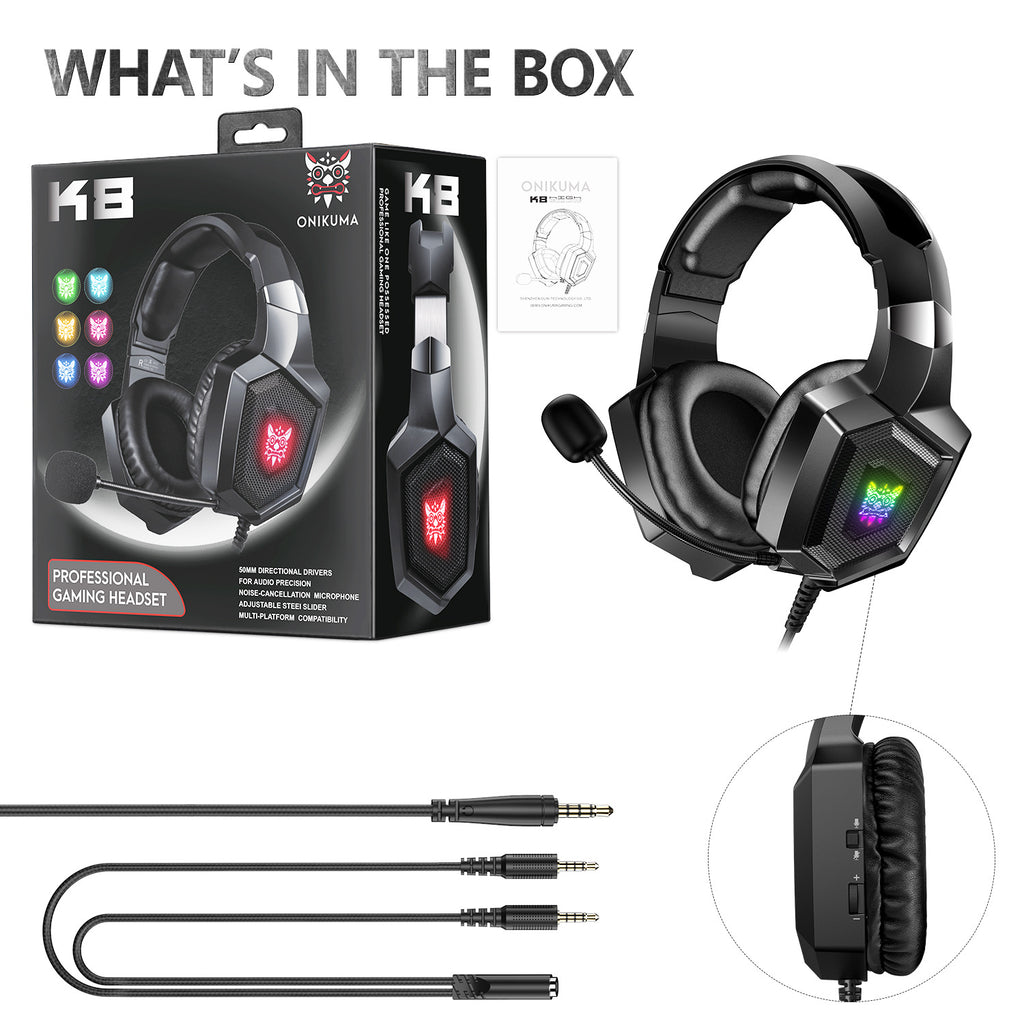 Casque gaming filaire RGB K8