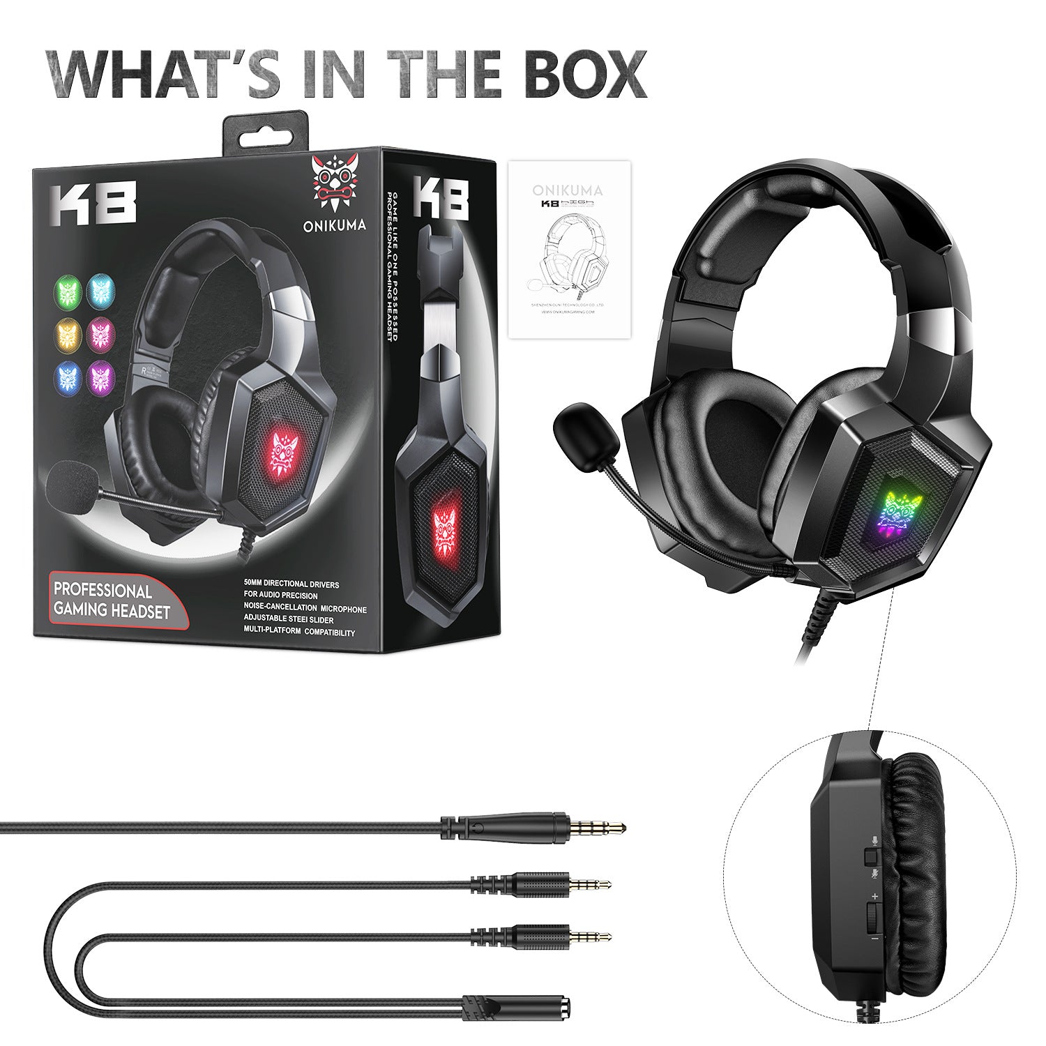 Casque gaming filaire RGB K8