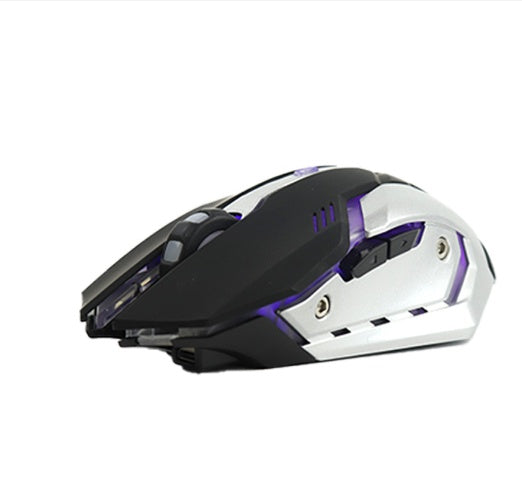 Souris gaming sans fil silencieuse T1, coloris noir, blanc et rose
