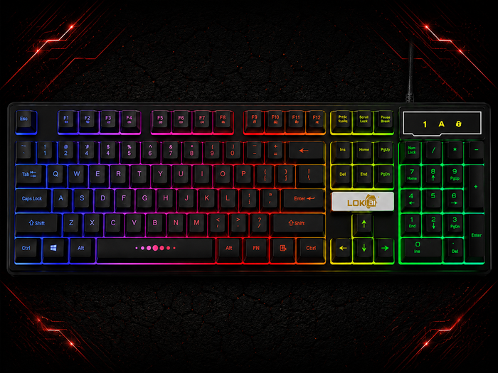 Clavier gaming filaire lumineux à câble USB, coloris blanc et noir