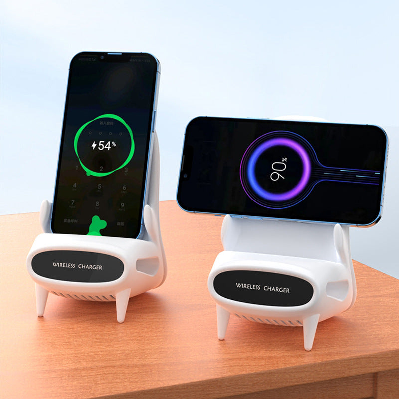 Support téléphone de bureau en forme de mini chaise avec chargeur sans fil 10W