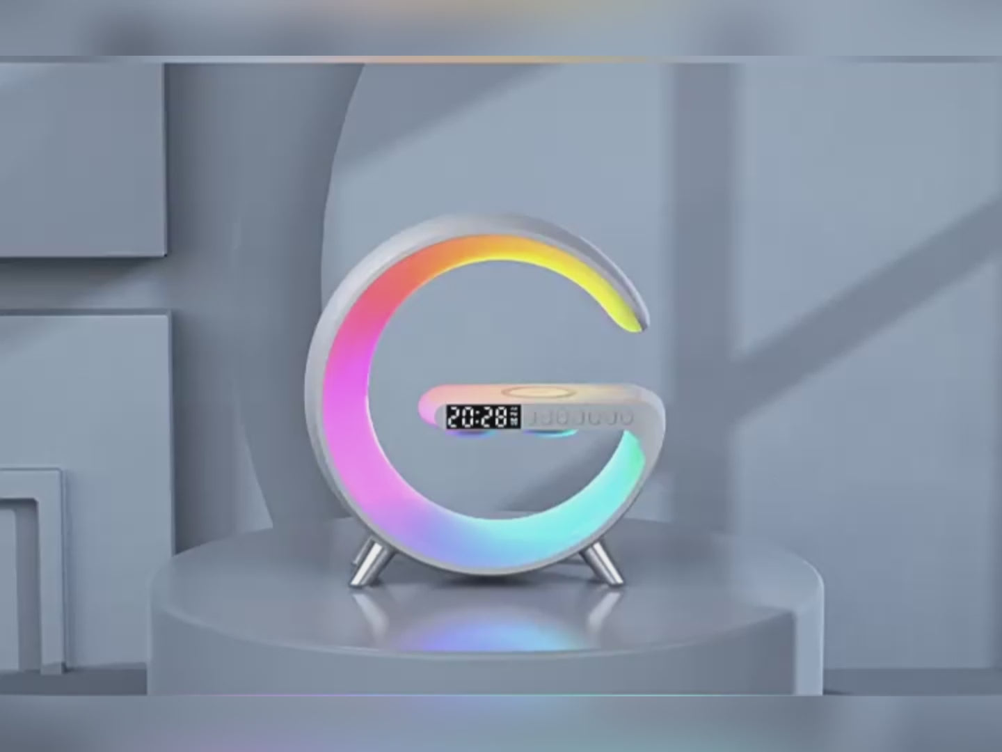 Lampe d'Ambiance LED Connectée – Enceinte Bluetooth & Chargeur Sans Fil 15W
